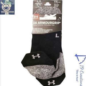 (NWT) UA No show Armourgrip Training-Blk/Gry- Large